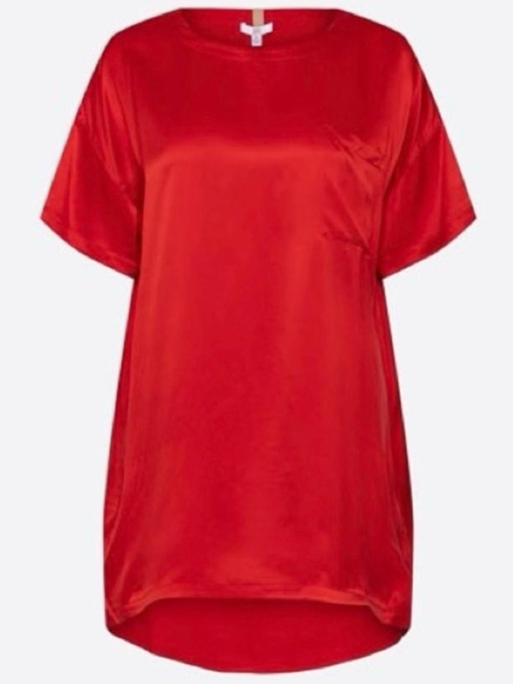 Lunya Women's Washable Oversize Silk Sleep Shirt Top Red L/XL
